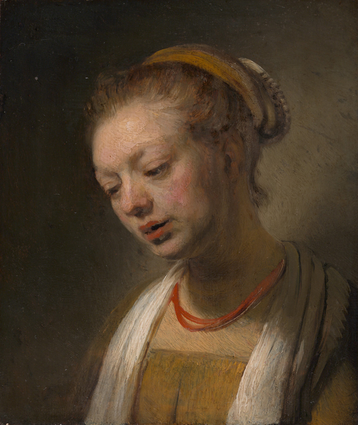  伦勃朗·梵·莱茵 Rembrandt van Rijn——带红色项链的年轻女子